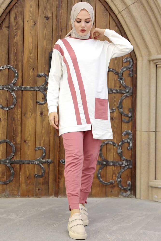 Dusty Rose Hijab Sportswear Dual Suit 13590GK - 2