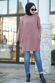 Neva Style - Dusty Rose Hijab Sweatshirt 3256GK - Thumbnail