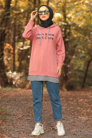 Neva Style - Dusty Rose Hijab Sweatshirt & Tunic 85010GK - Thumbnail