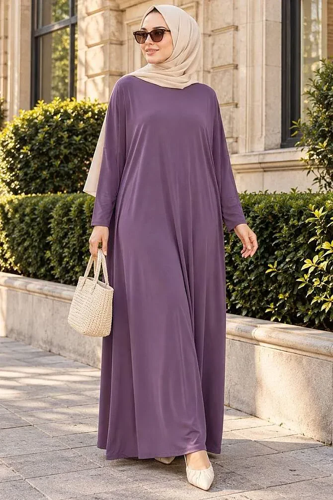 Neva Style - Dusty Rose Hijab Turkish Abaya 17801GK - NEVA STYLE