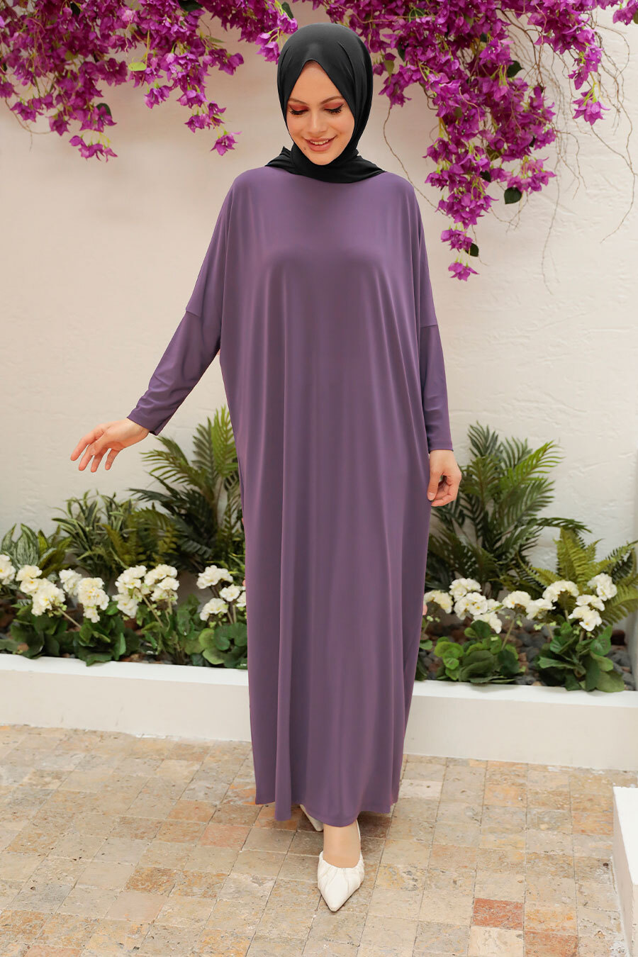 Neva Style - Dusty Rose Hijab Turkish Abaya 17801GK