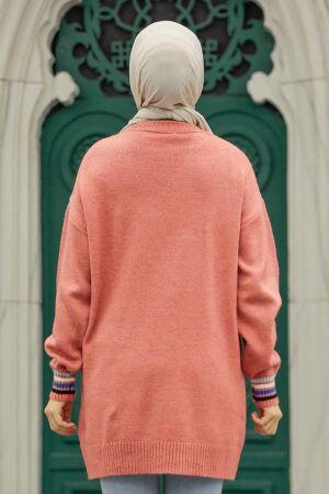 Neva Style - Dusty Rose Knitwear Islamic Clothing Tunic 7534GK - 3