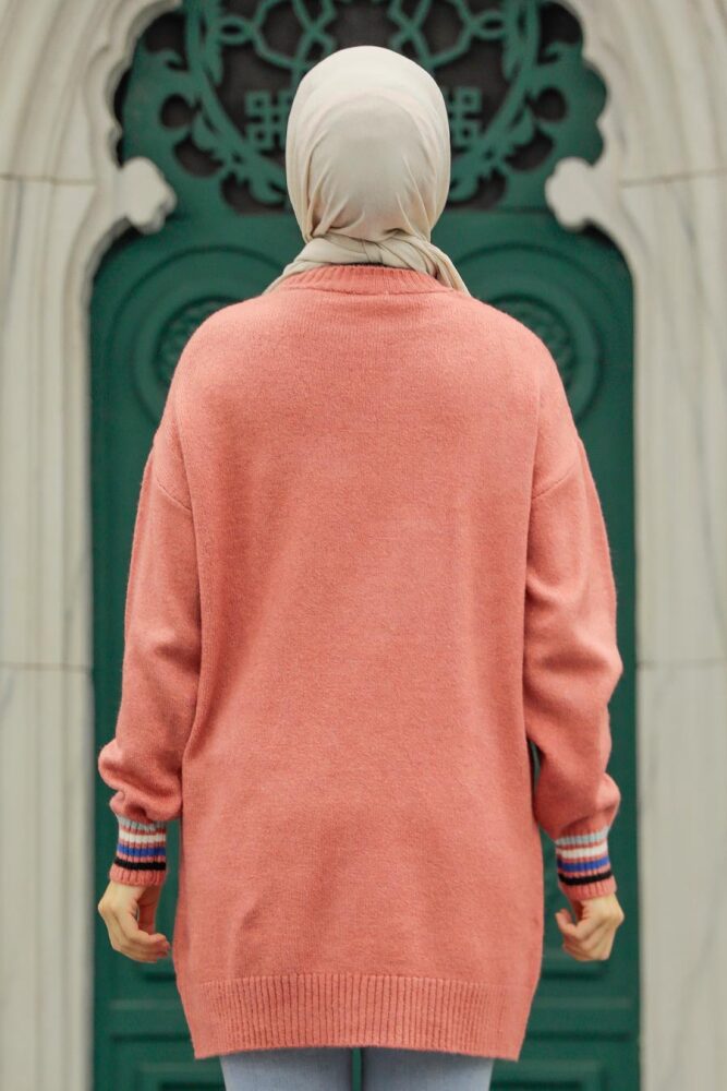Neva Style - Dusty Rose Knitwear Islamic Clothing Tunic 7534GK - 3