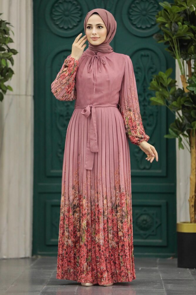 Dusty Rose Long Dress for Muslim Ladies 38402GK - 1