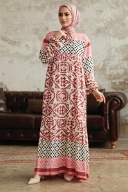 Neva Style - Dusty Rose Muslim Long Dress Style 17511GK - Thumbnail