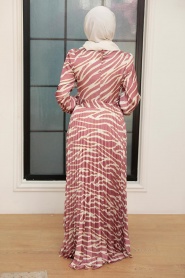 Neva Style - Dusty Rose Turkish Hijab Long Sleeve Dress 34531GK - Thumbnail