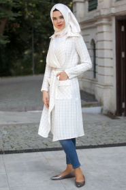 Neva Style - Ecru Hijab Coat 137E - Thumbnail