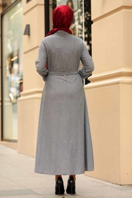 Neva Style - Ecru Hijab Dress 534E - Thumbnail