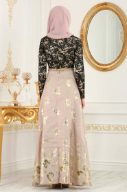 Neva Style - Long Ecru Hijab Prom Dress 82457E - Thumbnail
