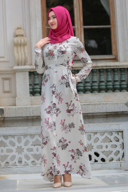 Neva Style - Ecru Hijab Shirt 3131E