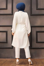 Neva Style - Ecru Hijab Suit Dress 51630E - Thumbnail