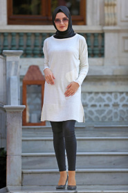 Neva Style - Ecru Hijab Trico 15058E - Thumbnail