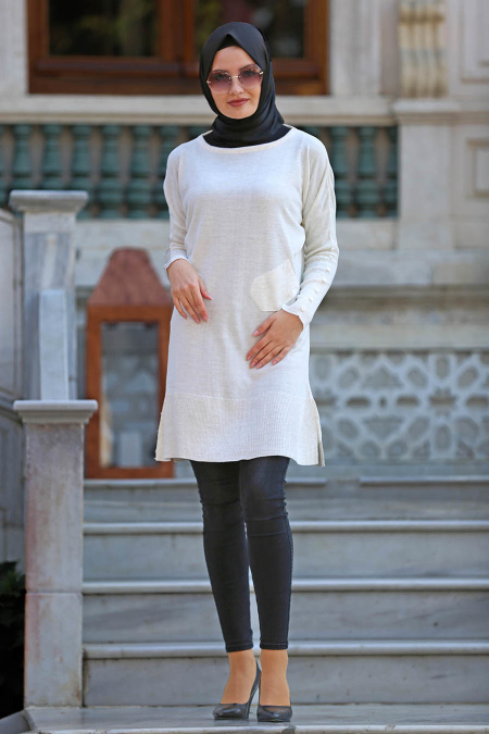 Neva Style - Ecru Hijab Trico 15058E