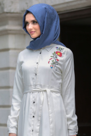 Neva Style - Ecru Hijab Tunic 52330E - Thumbnail