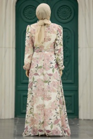 Neva Style - Ecru Hijab Turkish Dress 27950E - Thumbnail