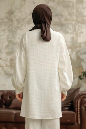 Ecru Hijab Turkish Shirt 11221E - 3