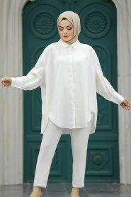 Neva Style - Ecru Hijab Turkish Tunic 10236E - Thumbnail
