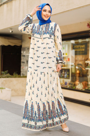 Ecru Islamic Clothing Dress 50092E - 1