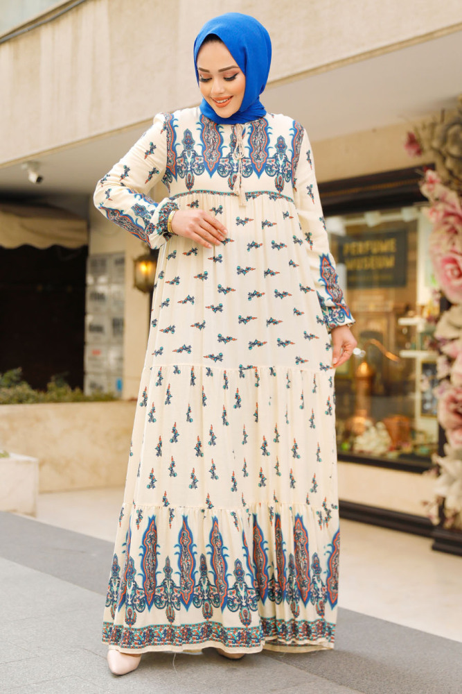 Ecru Islamic Clothing Dress 50092E - 2