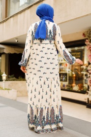 Neva Style - Ecru Islamic Clothing Dress 50092E - Thumbnail