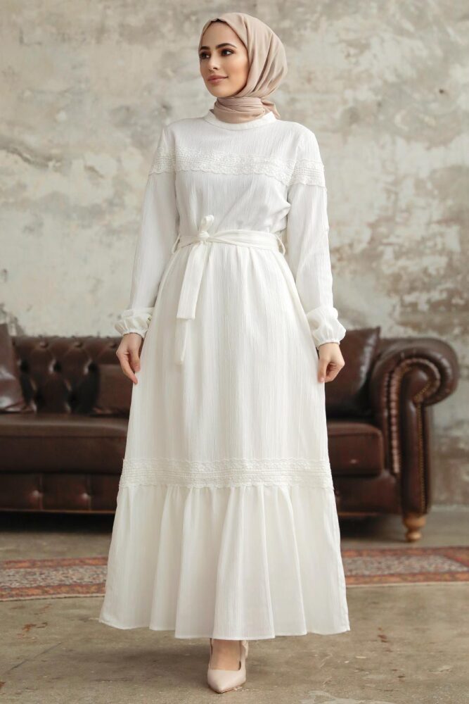 Ecru Islamic Clothing Dress 5877E - 1