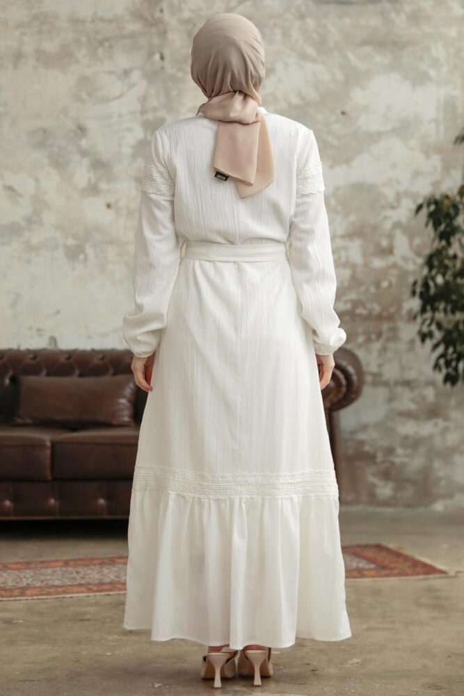 Ecru Islamic Clothing Dress 5877E - 3