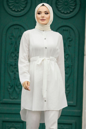 Ecru Islamic Clothing Tunic 4681E - 1