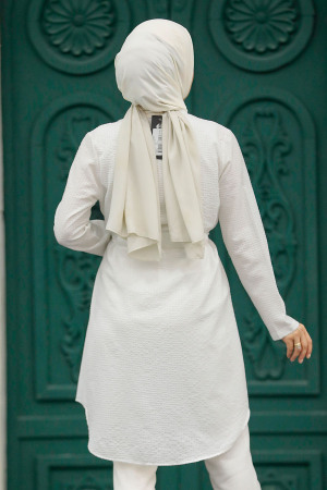 Ecru Islamic Clothing Tunic 4681E - 3