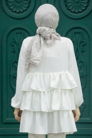 Neva Style - Ecru Islamic Clothing Tunic 64701E - Thumbnail