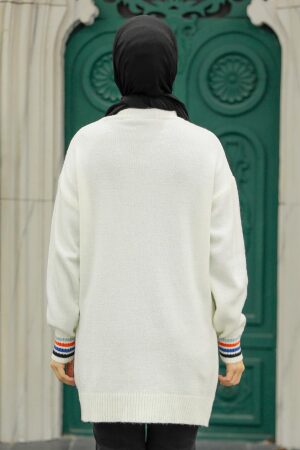 Neva Style - Ecru Knitwear Islamic Clothing Tunic 7534E - 2