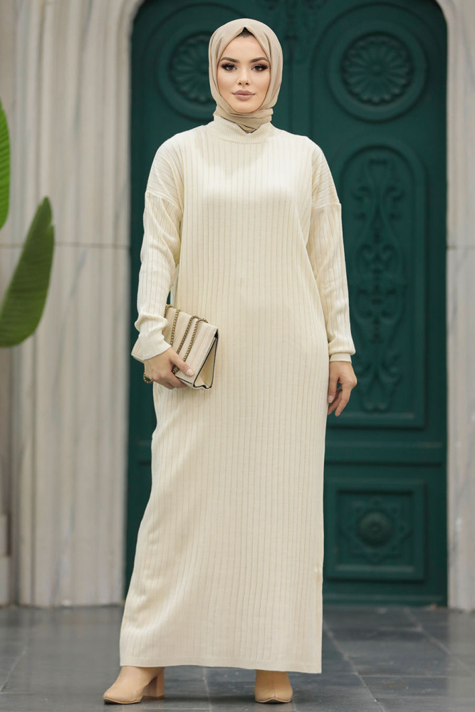 Ecru Knitwear Modest Dress 20161E - 1