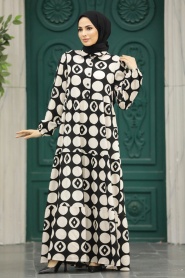 Neva Style - Ecru Modest Dress 89741E - Thumbnail