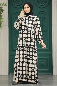 Neva Style - Ecru Modest Dress 89741E - Thumbnail