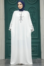 Neva Style - Ecru Modest Dress 90021E - Thumbnail