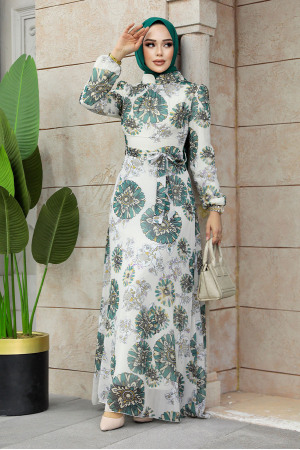 Ecru Muslim Dress 279320E - 3