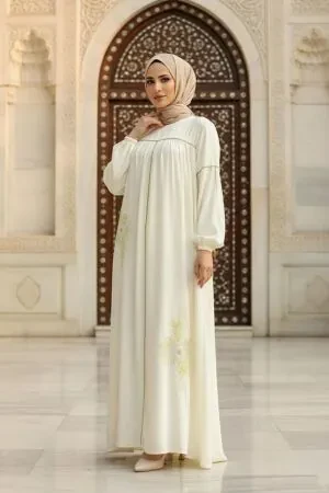Ecru Muslim Dress 8999E - 1