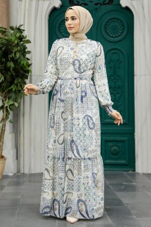 Ecru Muslim Long Dress Style 33561E - 2