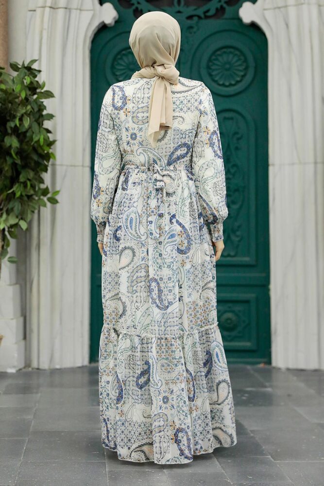 Ecru Muslim Long Dress Style 33561E - 3