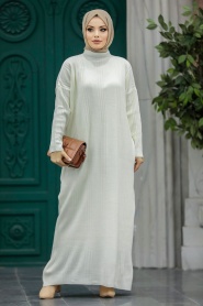 Neva Style - Ecru Muslim Long Knitwear Dress Style 34150E - Thumbnail