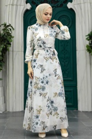 Neva Style - Ecru Plus Size Dress 279078E - Thumbnail
