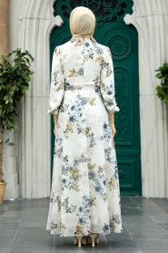 Neva Style - Ecru Plus Size Dress 279078E - Thumbnail