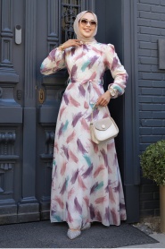 Neva Style - Ecru Plus Size Dress 27930E - Thumbnail