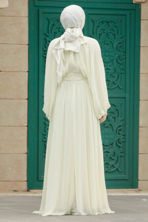 Neva Style - Ecru Turkish Hijab Engagement Gown 60681E - Thumbnail