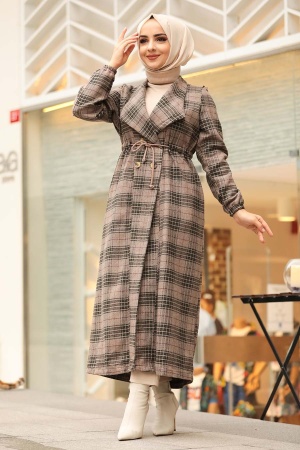 Neva Style - Ekoseli Vizon Tesettür Kap 55802V - 1