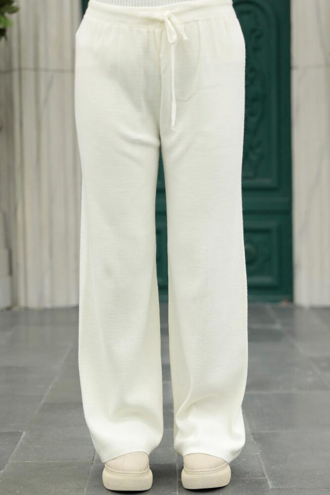  Ekru Tesettür Triko Pantolon 40102E - NEVA STYLE
