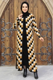 Neva Style - Elbiseli Hardal Tesettür Triko İkili Takım 11002HR - Thumbnail