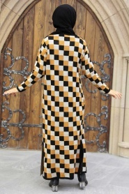Neva Style - Elbiseli Hardal Tesettür Triko İkili Takım 11002HR - Thumbnail