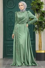 Neva Style - Elegant Almond Green Muslim Fashion Wedding Dress 40641CY - Thumbnail