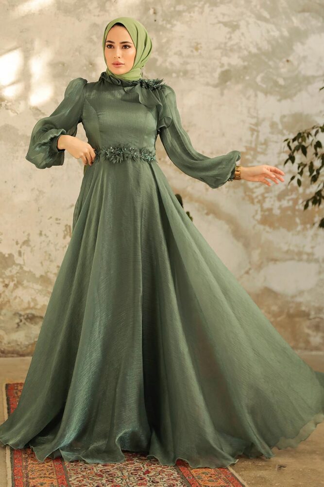 Neva Style - Elegant Almond Green Turkish Islamic Bridesmaid Dress 22310CY - 1