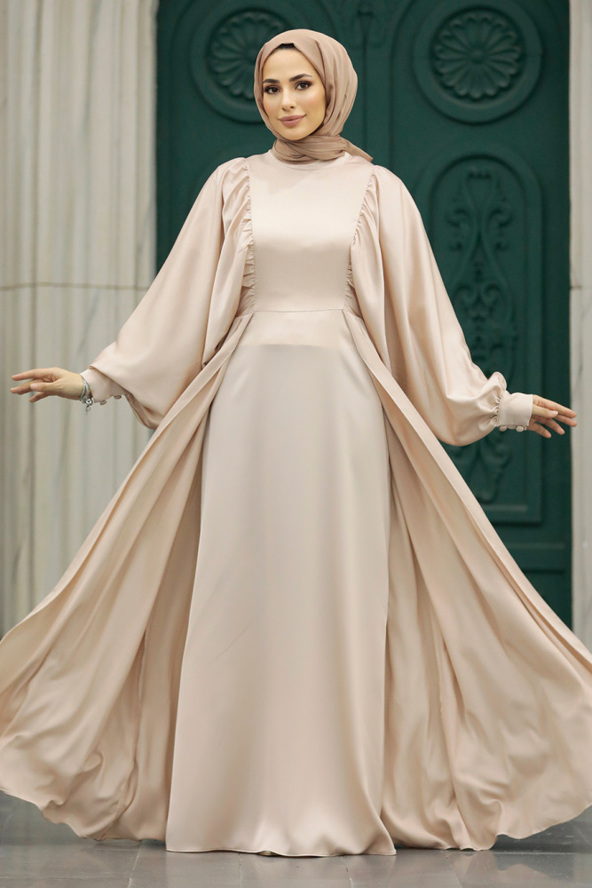 Elegant Beige Islamic Clothing Prom Dress 60201BEJ - 2